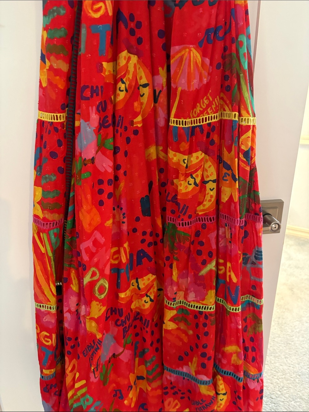 FARM Rio Red Tropical Print V‑Neck Maxi Dress Sz M - Picture 3 of 5